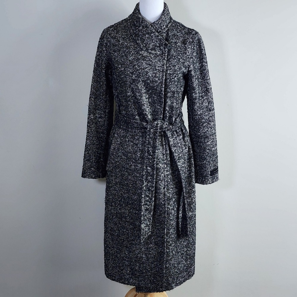 Babaton Belted Wrap‎ Coat Womens XS Wool Alpaca Italian Fabric Long Chic Preppy